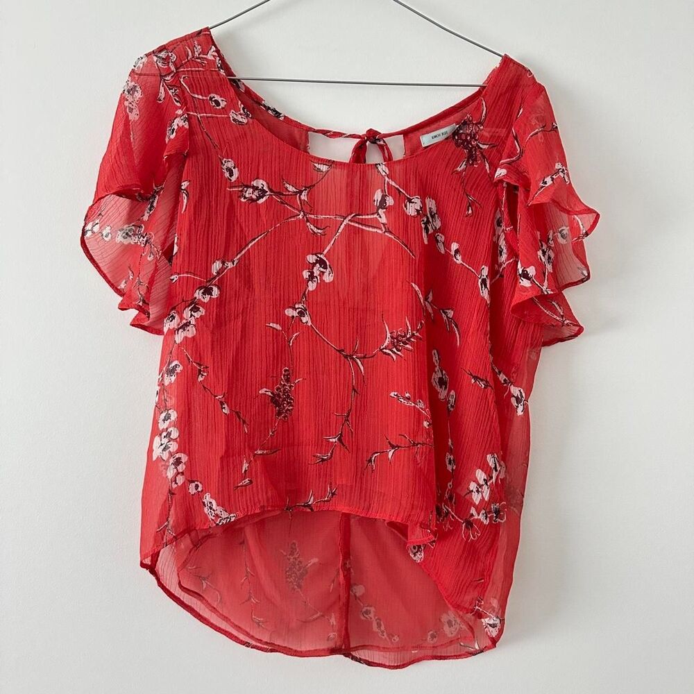 Kimchi Blue boho Balletcore femme coquette fairy coral floral blouse small